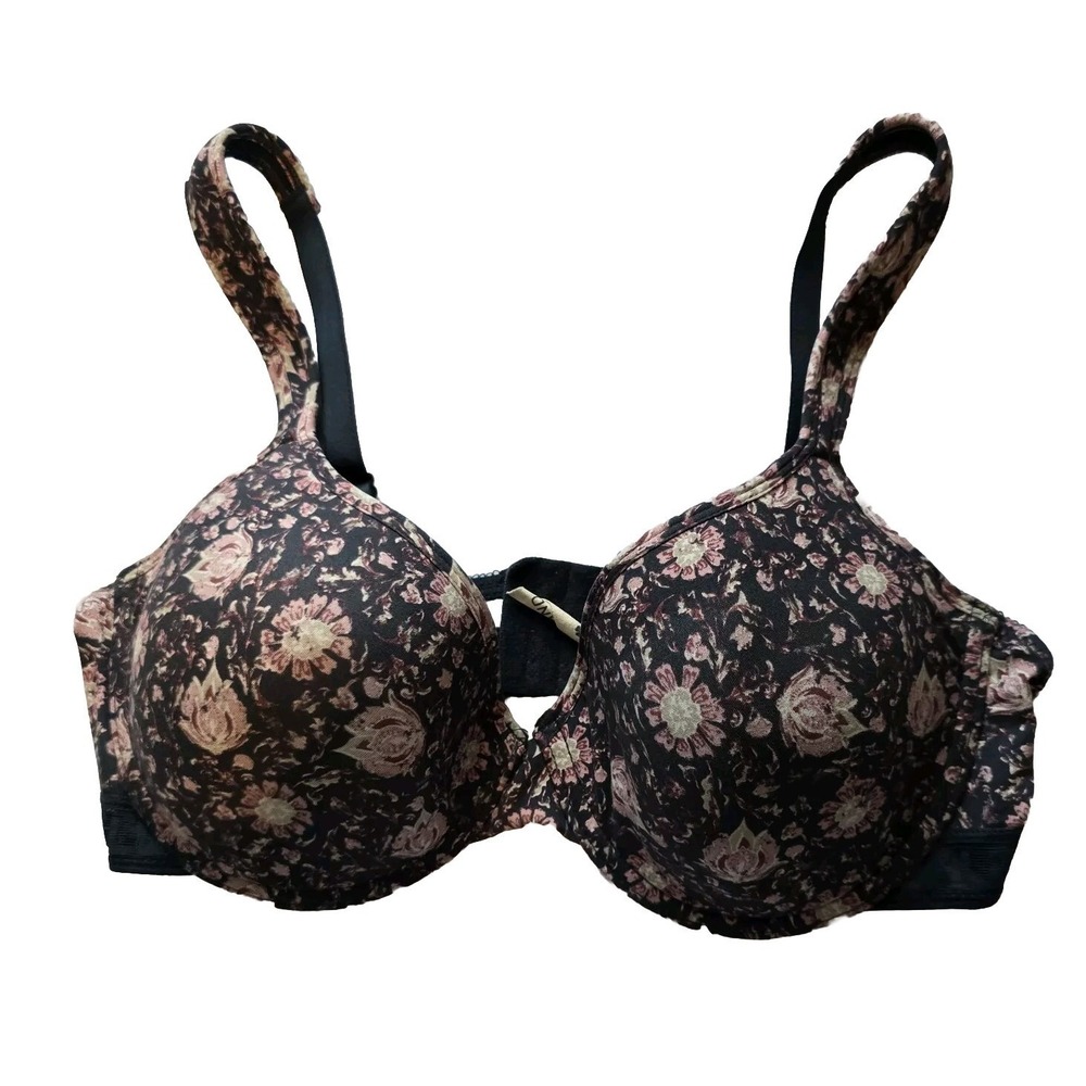 Lucky Brand Bra Womens 40C Padded Underwire Adjustable Lace Floral Gray Pink